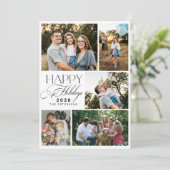 5 photos Christmas modern script Happy Holidays Feestdagenkaart (Staand voorkant)