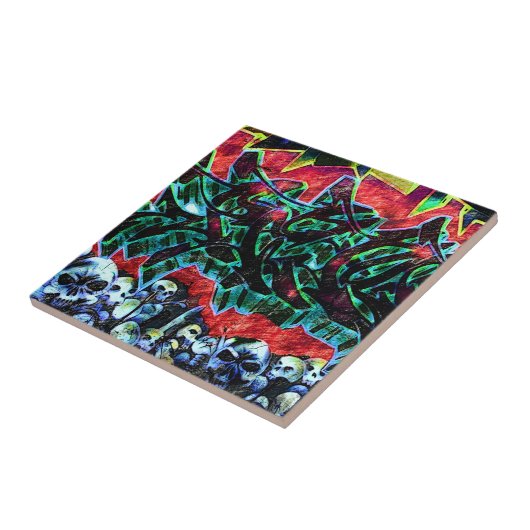 5 Pointz New York Skulls Graffiti Tegeltje (Zijkant)