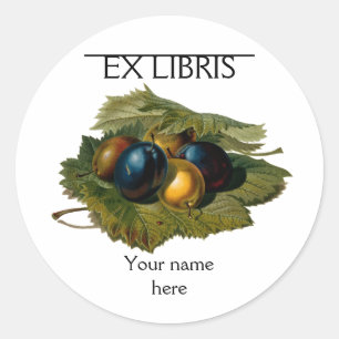 5  pruimen schilderen boekenplaat ronde sticker