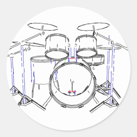 5-puntsdrumkit: markeringstekening: ronde sticker (Voorkant)