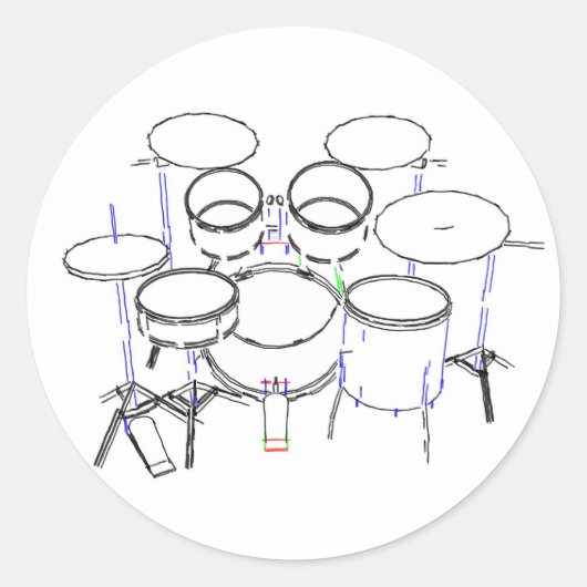 5-puntsdrumkit: markeringstekening: ronde sticker (Voorkant)