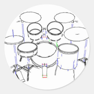 5-puntsdrumkit: markeringstekening: ronde sticker