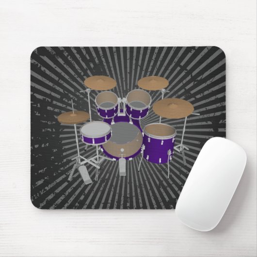 5-puntsdrumkit - Violet Finish - Black Mousepad Muismat (Met muis)