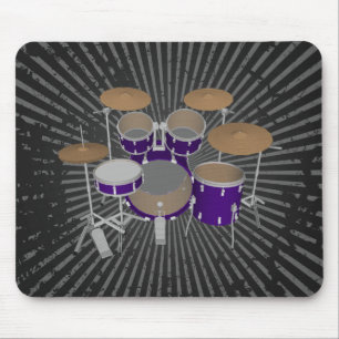 5-puntsdrumkit - Violet Finish - Black Mousepad Muismat