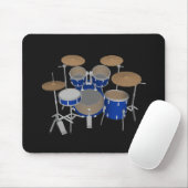 5-puntsdrumset - blauwe afwerking - zwarte mousepa muismat (Met muis)