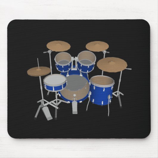 5-puntsdrumset - blauwe afwerking - zwarte mousepa muismat (Voorkant)
