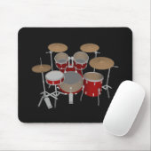 5-puntsdrumset - Rode drums - Black Mousepad Muismat (Met muis)