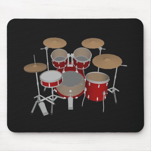 5-puntsdrumset - Rode drums - Black Mousepad Muismat (Voorkant)
