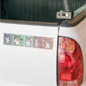 5 Rainbow Rabbits Bumpersticker (Op Truck)
