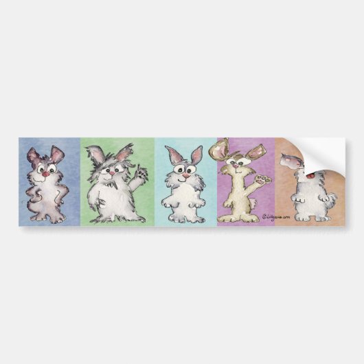 5 Rainbow Rabbits Bumpersticker (Voorkant)