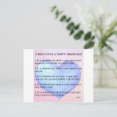 5 regels van een gelukkig huwelijk briefkaart (Staand voorkant)