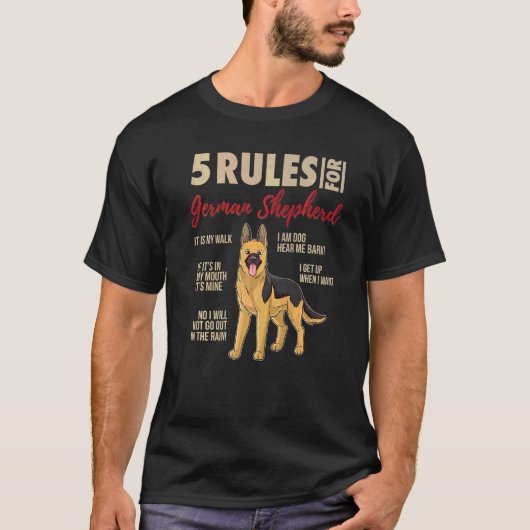 5 Regels voor de Duitse herderhond T-shirt (Voorkant)