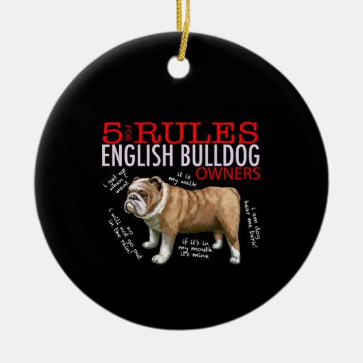 5 Regels voor Engelse bulledog Oowner Bulldog Dad  Keramisch Ornament (Voorkant)