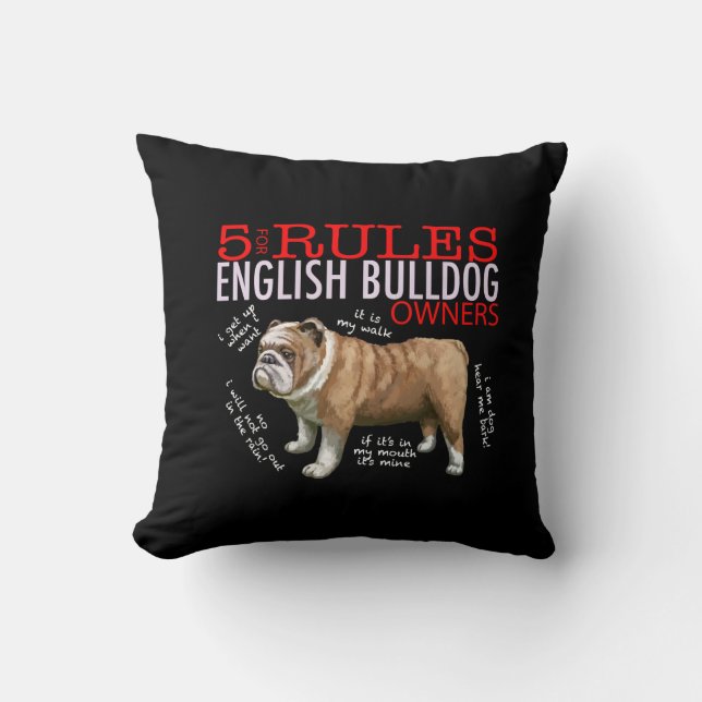 5 Regels voor Engelse bulledog Oowner Bulldog Dad  Kussen (Voorkant)