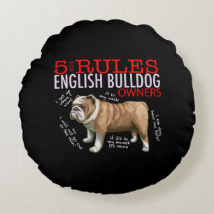 5 Regels voor Engelse bulledog Oowner Bulldog Dad Rond Kussen