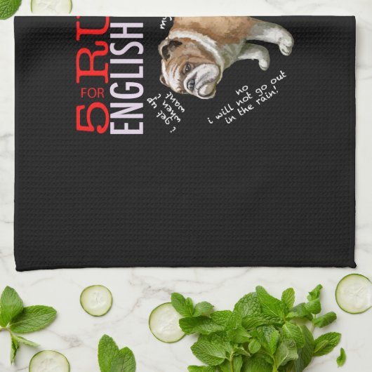 5 Regels voor Engelse bulledog Oowner Bulldog Dad  Theedoek (Gevouwen)