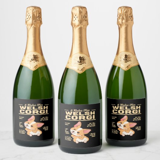 5 regels voor Welsh Corgie Sparkling Wijnetiket (Flessen)