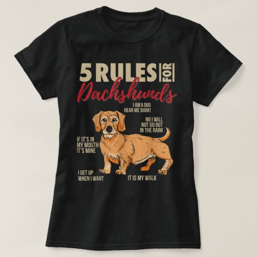 5 Regels voor Wirehaered Dachshunds Funny Wirehair T-shirt (Design voorkant)