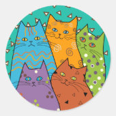 5 Retro Funny Cats Stickers (Voorkant)