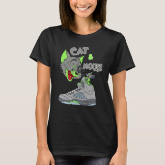 5 Retro Groene Boon Matchende Kat En Muis Groene B T-shirt