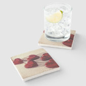 5 Rode houten harten samengevoegd Stenen Onderzetter (Zijkant)