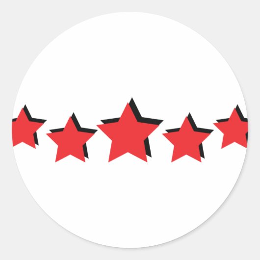 5 rode sterren Deluxe Ronde Sticker (Voorkant)
