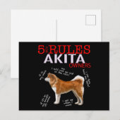 5 Rules for Akita Owners tee Uitnodiging Briefkaart (Voorkant / Achterkant)