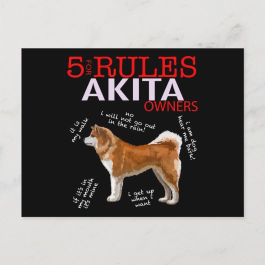 5 Rules for Akita Owners tee Uitnodiging Briefkaart (Voorkant)