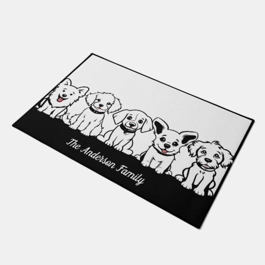 5 Schattige Dog Aangepaste tekst Deurmat (Schuin)