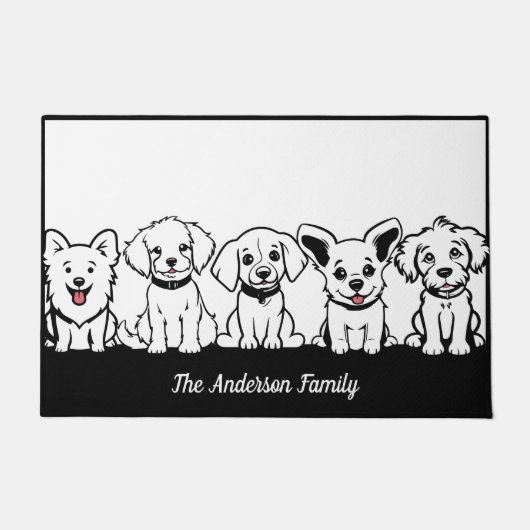5 Schattige Dog Aangepaste tekst Deurmat (Voorkant)