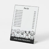 5 Schattige Dogs Professional Dog-Related prijslij Reclamebord Met Voetstuk (Voorkant)