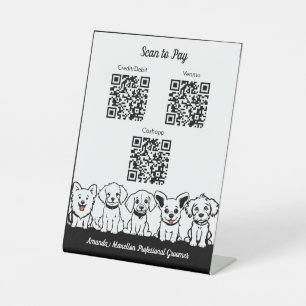 5 Schattige Dogs Professional Scan om QR Codes te  Reclamebord Met Voetstuk