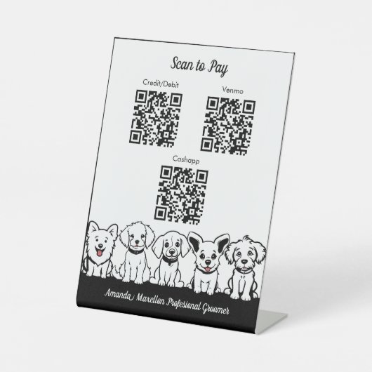 5 Schattige Dogs Professional Scan om QR Codes te Reclamebord Met Voetstuk (Voorkant)