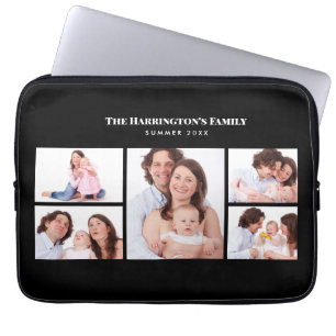 5 secties Custom Foto Eenvoudig Elegant Zwart Lijs Laptop Sleeve