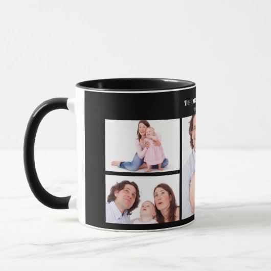 5 secties Custom Foto Eenvoudig Elegant Zwart Lijs Mok (Links)