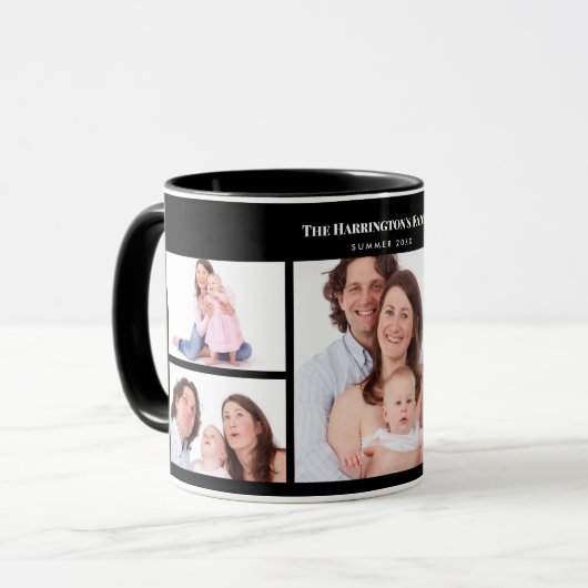 5 secties Custom Foto Eenvoudig Elegant Zwart Lijs Mok (Voorkant links)