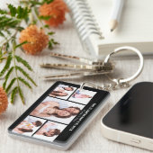 5 secties Custom Foto Eenvoudig Elegant Zwart Lijs Sleutelhanger (Voorkant Rechts)