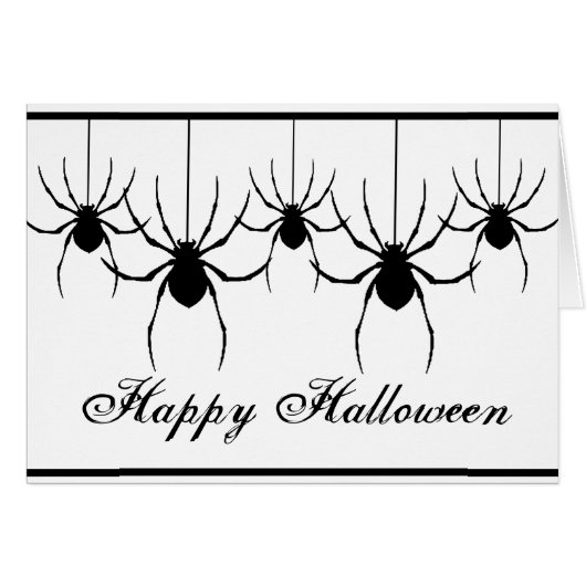 5 Silhouet Spinnen Hangen Halloween Kaart (Voorkant Horizontaal)