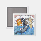 5 Sleepy Kittens - Cat Art Magnet (Voorkant / Achterkant)
