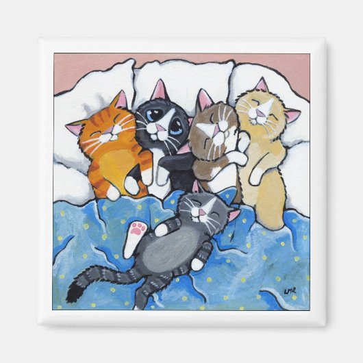 5 Sleepy Kittens - Cat Art Magnet (Voorkant)