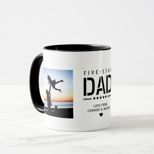 5 STAR DAD Moderne Cool 2 Foto Vaderdag Mok (Voorkant links)