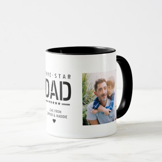 5 STAR DAD Moderne Cool 2 Foto Vaderdag Mok (Voorkant rechts)