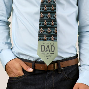 5 STAR DAD Moderne Cool 2 Foto Vaderdag Stropdas