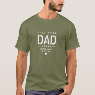 5 STAR DAD Moderne Cool Custom Text Vaderdag T- T-shirt