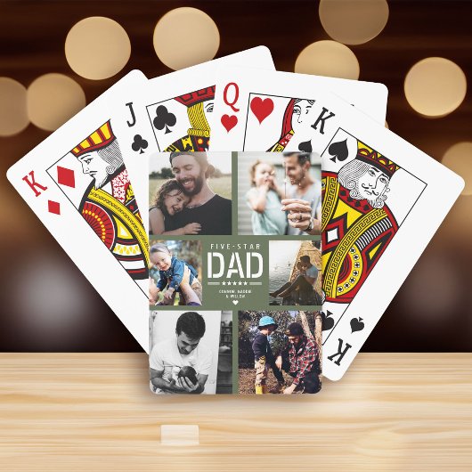 5 STAR DAD Moderne Cool Photo Collage Vaderdag Pokerkaarten