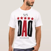 5 Star Dad Red Black Typografie Name Persoonlijk T-shirt (Voorkant)