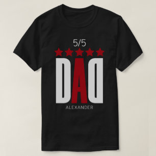 5 Star Dad Red White Typografie Name Personated T-shirt