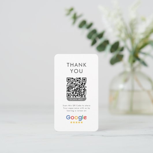 5 Star Google Review With Thank You and QR Code Visitekaartje (Staand voorkant)