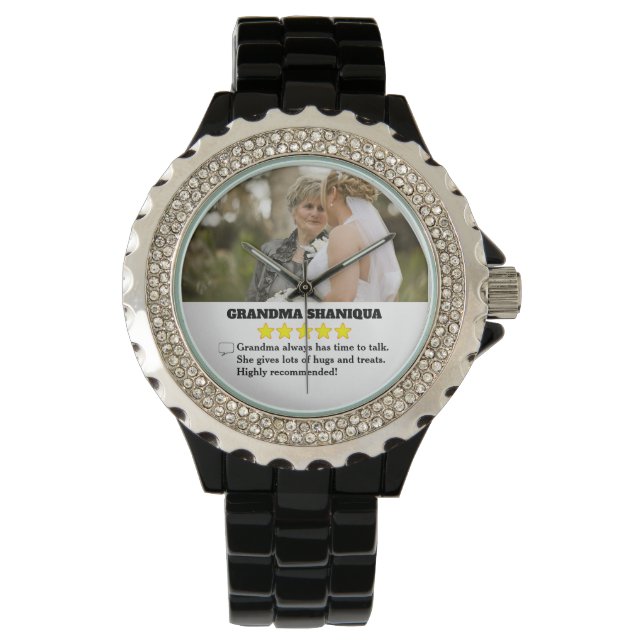 5 Star Grandma Review met foto Horloge (Voorkant)