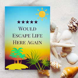 5 Star Rental Host Review Editable Guest Sunset Bedankkaart